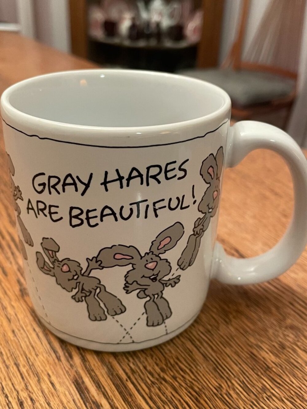 Vintage Gray Hares are Beautiful Rabbit Coffee Cup by American Greetings 11 oz.
